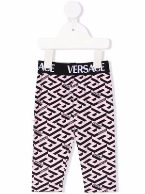 Versace Kids all-over logo print leggings - Pink