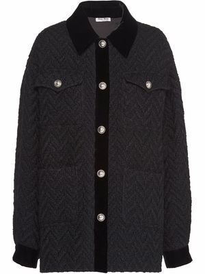 Miu Miu tweed blouson shirt jacket - Black