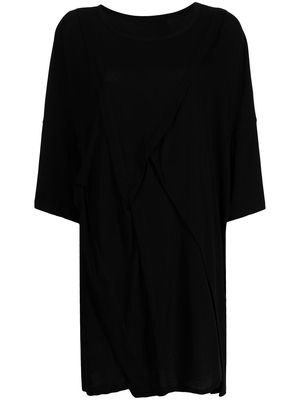 Yohji Yamamoto drop-shoulder piped trim top - Black