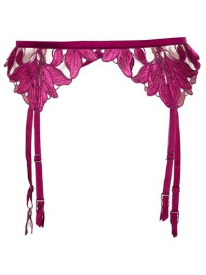 Fleur Du Mal Lily velvet-effect garter belt - Purple