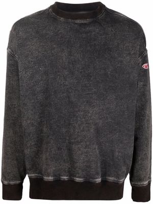 Diesel logo-patch crew neck sweater - Black