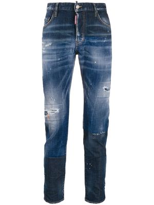 Dsquared2 paint splatter stonewashed jeans - Blue