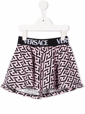 Versace Kids logo-waistband shorts - Pink