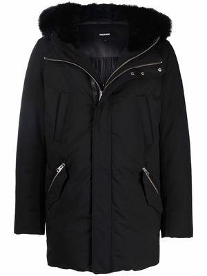 Mackage Edward logo-print faux fur-trim padded jacket - Black