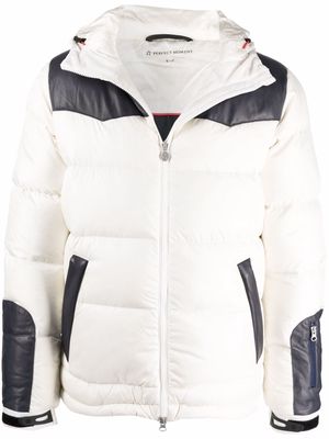Perfect Moment leather-panelled puffer jacket - White