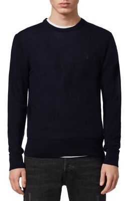 AllSaints Mode Slim Fit Wool Sweater in Ink Navy