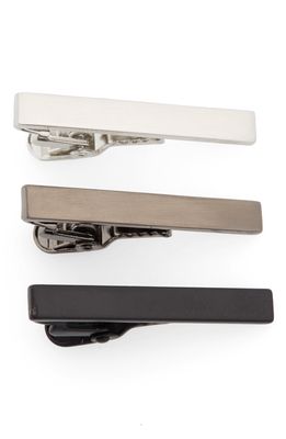 Nordstrom 3-Pack Tie Bar Set in Gunmetal/Silver/Black