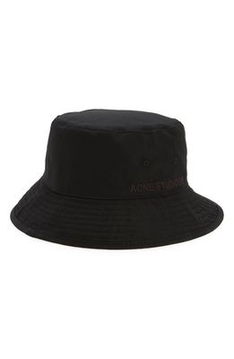 Acne Studios Embroidered Logo Cotton Bucket Hat in Black