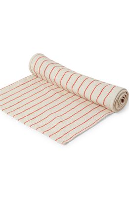 Farmhouse Pottery Scarlet Maine Linen Blend Table Runner in Natural/Flame Scarlet