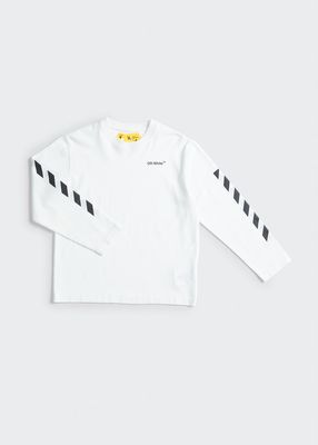 Boy's Helvetica Logo Striped T-Shirt, Size 4-10