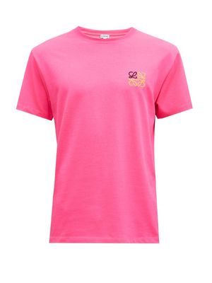 Loewe - Anagram-embroidered Cotton-jersey T-shirt - Mens - Pink