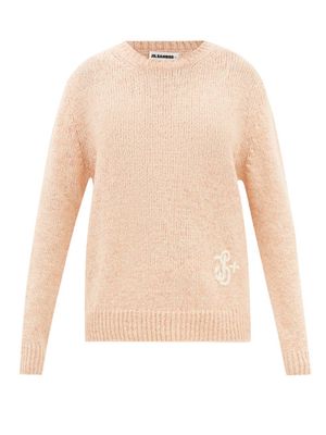 Jil Sander - Logo-embroidered Cotton-blend Sweater - Womens - Light Pink