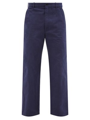Gucci - Logo-patch Cotton-canvas Trousers - Mens - Dark Navy