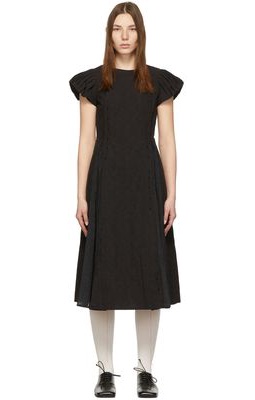Renli Su Black Cap Sleeve Embroidered Dress