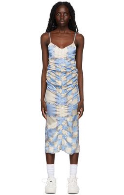 Ahluwalia Blue & Beige Ruched Augusta Dress