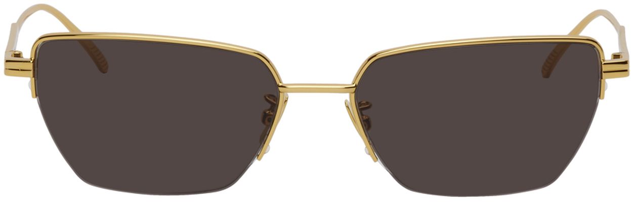 Bottega Veneta Gold & Black Light Ribbon Sunglasses