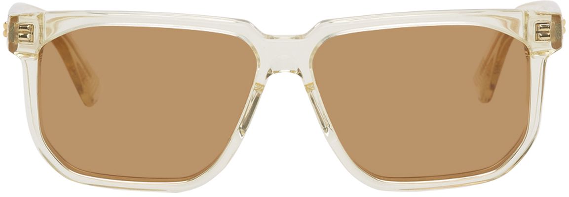 Bottega Veneta Transparent Acetate Rectangular Sunglasses