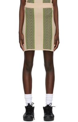 Ahluwalia Beige & Green Textured Knit Skirt