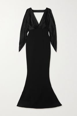 Safiyaa - Amina Stretch-silk Satin And Crepe Gown - Black