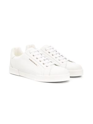 Dolce & Gabbana Kids TEEN logo plaque sneakers - White