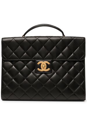 Chanel Pre-Owned 1995 CC diamond-quilted briefcase - Black