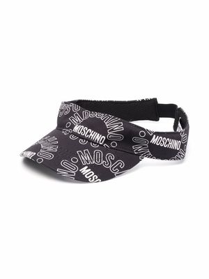 Moschino Kids logo-print cotton visor - Black