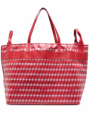 Au Départ Bercy reflective jacquard tote bag - Red
