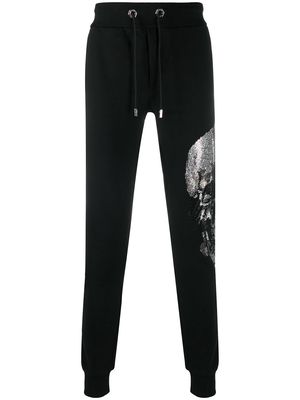 Philipp Plein rhinestone-embellished skull jogging pants - Black