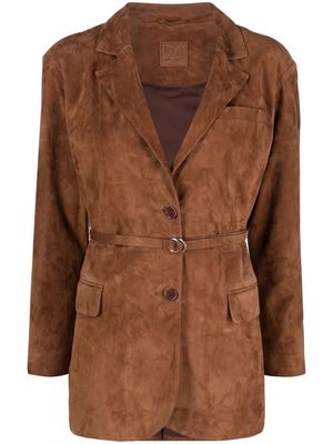 Desa 1972 belted suede-effect blazer jacket - Brown