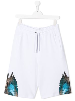 Marcelo Burlon County Of Milan Kids TEEN wings-print track shorts - White