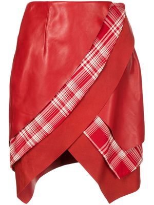 RtA layered leather mini skirt