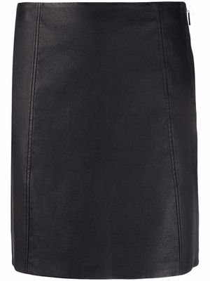 Arma A-line leather skirt - Black
