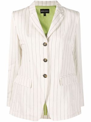 Emporio Armani striped single-breasted blazer - Neutrals
