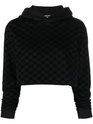 Elisabetta Franchi monogram-pattern cropped hoodie - Black