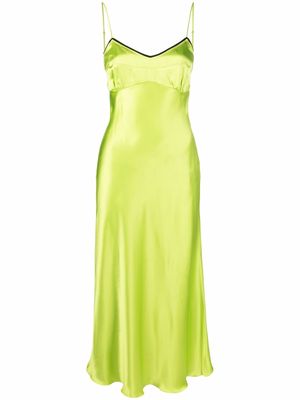Erika Cavallini satin contrast-trim cut-out midi dress - Green