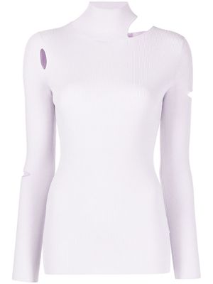 Tibi cut-out high-neck jumper - Purple