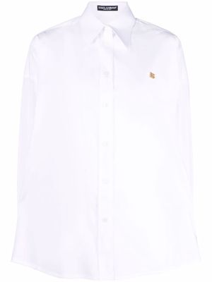 Dolce & Gabbana logo-plaque oversized cotton shirt - White