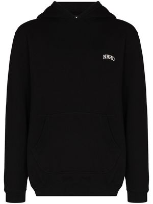 Neighborhood logo-embroidered cotton hoodie - Black