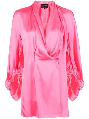 Giorgio Armani draped-detail silk blouse - Pink