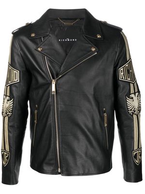 John Richmond patch-detail biker jacket - Black