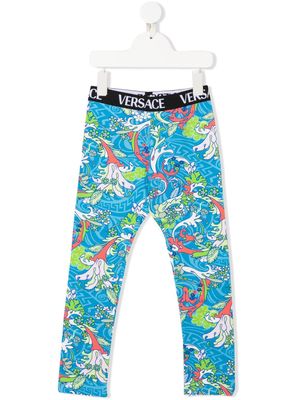 Versace Kids graphic-print leggings - Blue
