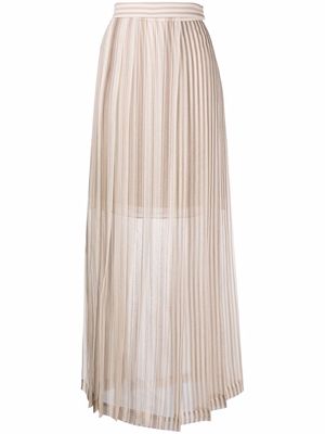 Brunello Cucinelli layered pleated maxi skirt - Neutrals