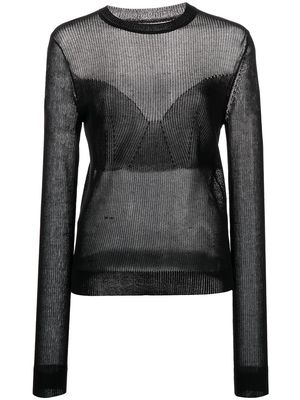 3.1 Phillip Lim semi-sheer fine knit top - Black
