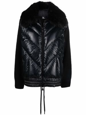 Moncler Grenoble alpaca-blend down-panel cardigan - Black