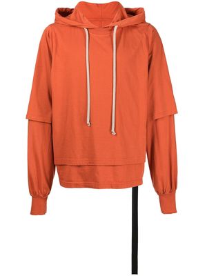 Rick Owens DRKSHDW Hustler layered-look cotton hoodie - Orange