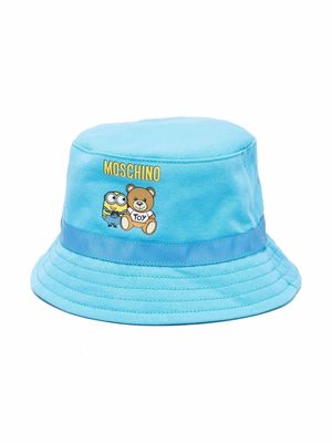 Moschino Kids logo-print bucket hat - Blue