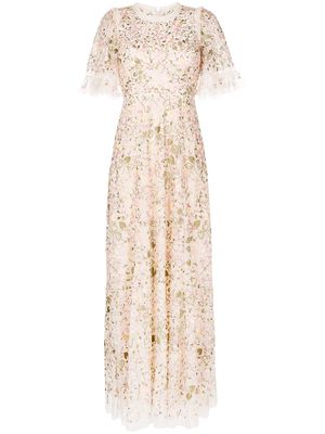 Needle & Thread floral-embroidered dress - Pink