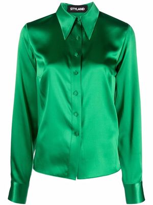 Styland button-down silk blouse - Green