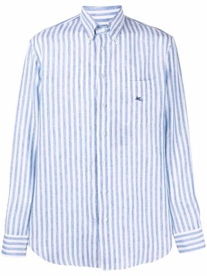ETRO button-down stripe-print linen shirt - White
