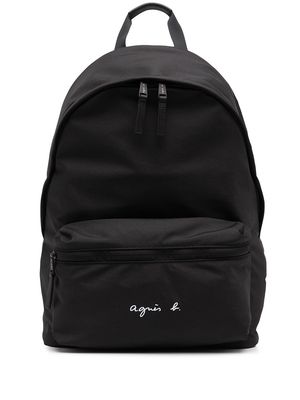 agnès b. logo-print backpack - Black
